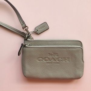 Coach Pebble Leather Double Corner Zip Wristlet